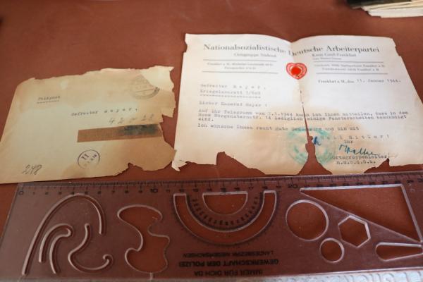 alter Feldpostbrief der NSDAP Ortsgruppe Südend  Gau Hessen-Nassau 1944